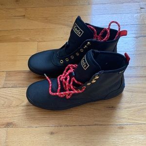 KEDS - Brand new in Box, waterproof boots - black with red laces - SZ 7.5 womens